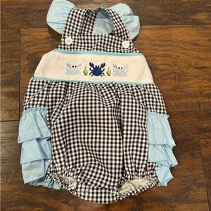 Girls One Piece Romper with Crabs size 6-12 Months